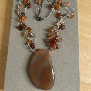 Polished Stone Station Pendant Necklace